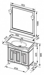 Aquanet Мебель для ванной Валенса 90 белый краколет/золото (182822) – фотография-10