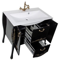 Aquanet Тумба с раковиной "Виктория 90" черный/золото – фотография-4