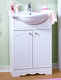 Бриклаер Мебель для ванной Лючия 60 белая, шкафчик – фотография-9