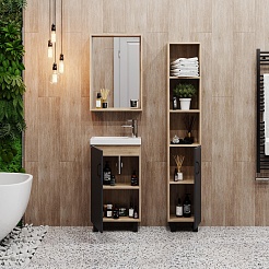 Onika Мебель для ванной Тимбер 45 L серая матовая/дуб сонома – фотография-5