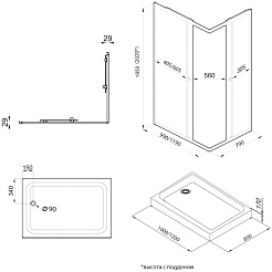 Triton Душевой уголок Вента-Голд 120x80 стекло прозрачное профиль золото – фотография-15