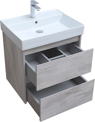 Aquanet Тумба под раковину Nova Lite 60 подвесная дуб белый – фотография-6