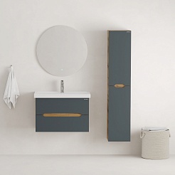 Onika Тумба с раковиной Айленд 80 подвесная графит/дуб крафт – фотография-10