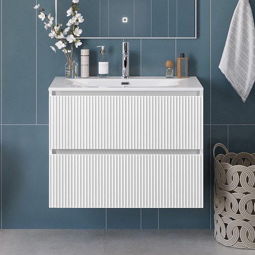 BelBagno Тумба с раковиной Uno 80 подвесная Bianco Opaco с раковиной BB-8099-80 – фотография-14