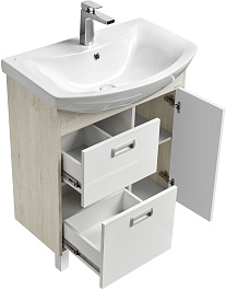 Акватон Мебель для ванной Бекка Pro 70 с зеркалом белая/дуб сомерсет – фотография-4