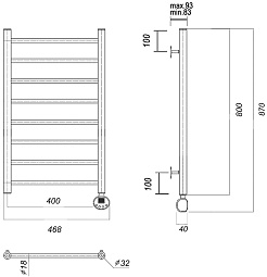 Domoterm Полотенцесушитель электрический Медея П8 400x800 ER золото – фотография-3