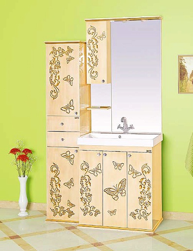 Misty Зеркальный шкаф Бабочка 75 L бежевая патина – фотография-2