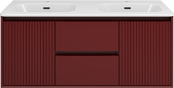 Brevita Мебель для ванной с двойной раковиной Wine 120 подвесная бордовая – фотография-5