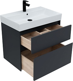 Aquanet Тумба под раковину Бруклин 70 подвесная черная матовая – фотография-6