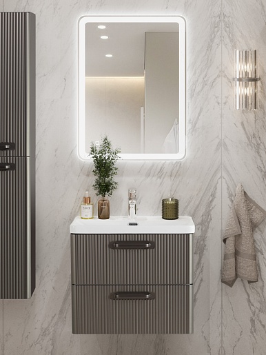 BelBagno Тумба с раковиной Due 50 подвесная Оружейная сталь ручки Матовый тёмный никель – фотография-16