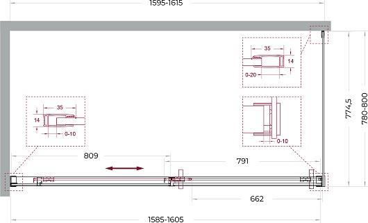 BelBagno Душевой уголок Soft Close-1 SOFT_CLOSE-1-AH-1-160/80-C-GM 160x80 профиль оружейная сталь стекло прозрачное – картинка-11