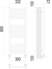 Terminus Полотенцесушитель водяной Аврора П16 300x800 хром – фотография-3