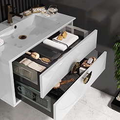 Opadiris Мебель для ванной Ибица 90 подвесная белая/золото – фотография-7