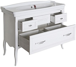 ASB-Woodline Тумба под раковину Модерн 105 белый (Патина серебро) – фотография-2