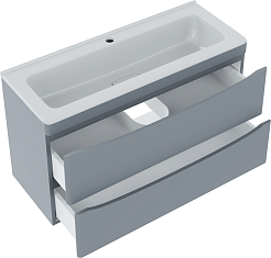 Vivon Тумба под раковину Ostin 90 подвесная серая матовая – фотография-3