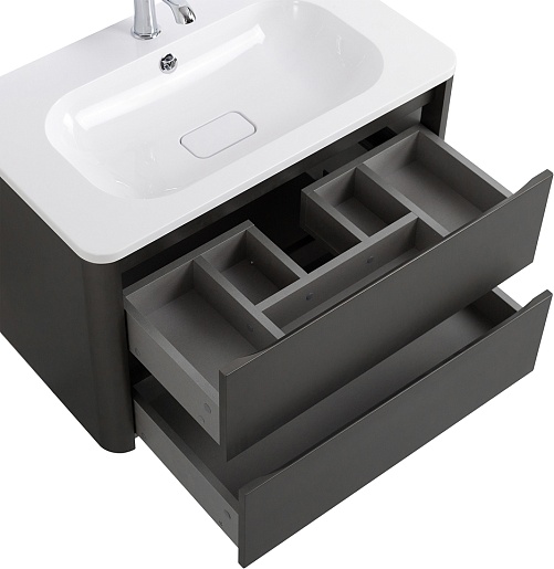 Cezares Тумба под раковину Relax 80 подвесная оружейная сталь – картинка-7