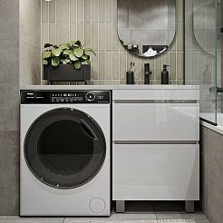 Vivon Тумба под раковину над стиральной машиной Harper 120 напольная белый глянец – фотография-10