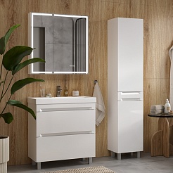 Equil Тумба под раковину Corner 80 2 ящика напольная белая – фотография-9