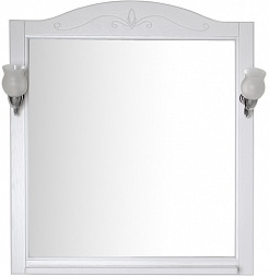ASB-Woodline Зеркало Салерно 80 белый/патина серебро, массив ясеня – фотография-1