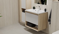 Jorno Тумба с раковиной Tossony 70 сонома светлая/белый Toss.01.70/P/SS-W/JR – фотография-6