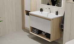 Jorno Тумба под раковину Tossony 90 сонома светлая/белый Toss.01.90/P/SS-W/JR – фотография-3