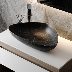 Teymi Раковина накладная Ellie W 60 T50592 черный мрамор – фотография-8