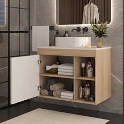 Teymi Тумба под раковину Nura 80 подвесная дуб/белый – фотография-5