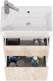 Dreja Тумба под раковину Slim 55 подвесная белая/дуб кантри – фотография-6