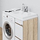 СанТа Мебель для ванной под стиральную машину Марс 90 R 2 ящика с зеркальным шкафом Стандарт 90 белая/янтарное дерево – фотография-26