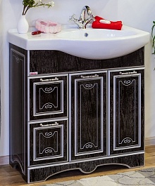 Sanflor Тумба для умывальника Адель 82 L венге, патина серебро – фотография-1