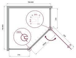 BelBagno Душевой уголок Uno 80/80 UNO-195-P-1-80-C-Cr стекло прозрачное – фотография-3