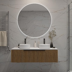 Зов Тумба с раковиной Кито 120 столешница подвесная белая/тростник – фотография-2