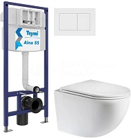 Teymi Унитаз подвесной Lina S T40102 с инсталляцией Aina 1220067 с кнопкой Aina T70020WM