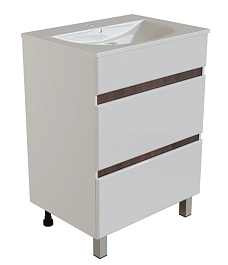 Mixline Тумба с раковиной Брикс 60 2 ящика белый/дуб вотан – фотография-1