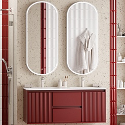 Brevita Мебель для ванной с двойной раковиной Wine 120 подвесная бордовая – фотография-1