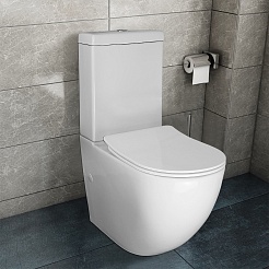 Azario Унитаз-компакт Renda AZ-8693 безободковый с бачком с сиденьем микролифт белый – фотография-2