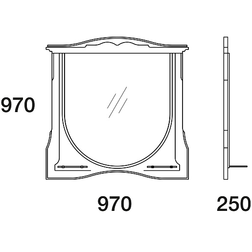  Зеркало для ванной Luise-II 100, белый/патина золото – картинка-5