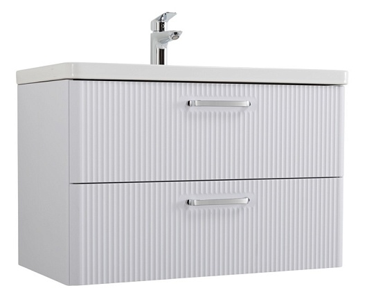 BelBagno Тумба с раковиной Due 80 подвесная Bianco Lucido ручки Хром полированный – фото-1