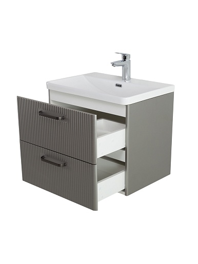 BelBagno Тумба с раковиной Due 60 подвесная Сатин ручки Матовый тёмный никель – картинка-15