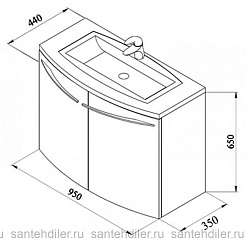 De Aqua Мебель для ванной Токката 90, зеркало-шкаф Алюминиум – фотография-6