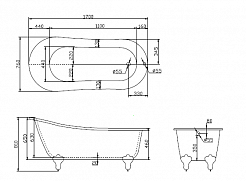 BelBagno Акриловая ванна BB06-1700-CRM, ножки BB-LEG-EAGLE-CRM – фотография-4