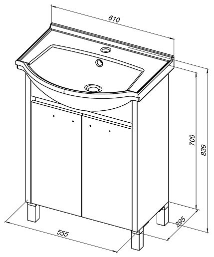 Aquanet Тумба с раковиной Донна 60 белый дуб/белая – картинка-13