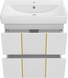 Brevita Тумба с раковиной Vega 70 подвесная белая/золото – фотография-4