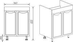 Viant Тумба с раковиной Лима 2 дверки 60 белая – фотография-9