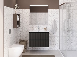 BelBagno Тумба с раковиной Uno mini 90 подвесная Темно-Серый матовый с раковиной BB-8099-3-90 – фотография-12