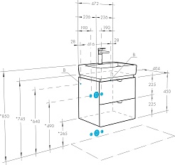 Акватон Тумба с раковиной Скай Pro 50 подвесная белая – фотография-9