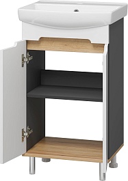 Misty Тумба с раковиной Сканди 50 белая/дуб крафт золотой/антрацит – фотография-6