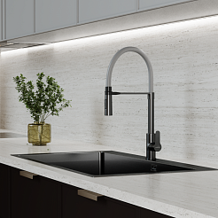 Mixline Смеситель для кухни 35k MLSS-0402BL чёрный графит – фотография-4