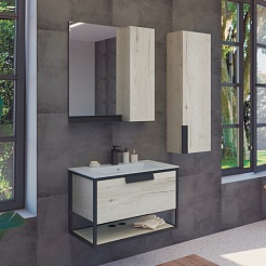 Comforty Тумба с раковиной Бонн 75 подвесная дуб дымчатый – фотография-3