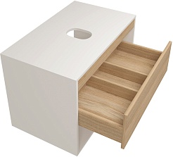 Teymi Тумба под раковину Ritta 75 подвесная белый/дуб – фотография-2